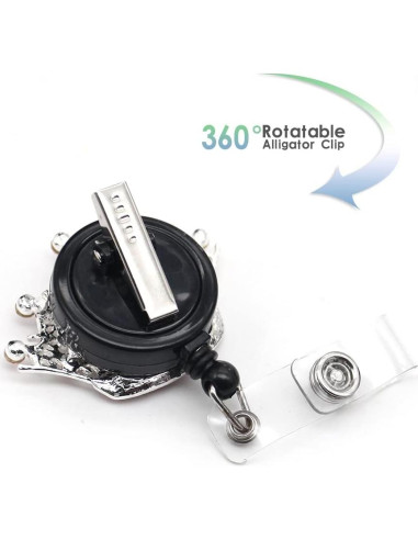 Portatarjetas retráctil BADGE REEL con corona de strass