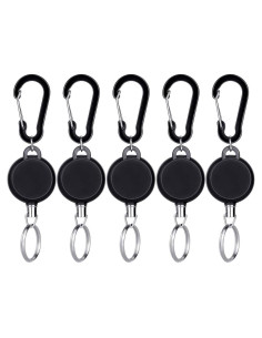 Portacarnet Retráctil Selizo 5 Pcs Clip Identificación Negro
