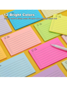 Notas Adhesivas HQCME 12 Colores 7.6x10.2 cm 504 Hojas 2