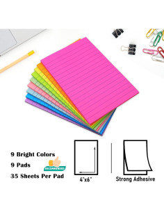 Paquete de 9 Notas Adhesivas Rayadas HQCME 10.16x15.24 cm 2
