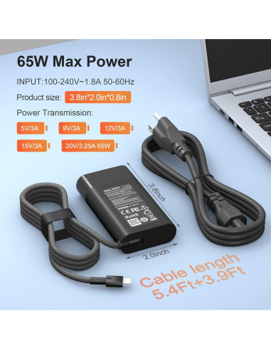 Cargador HP USB C 65W para Chromebook y Spectre X360