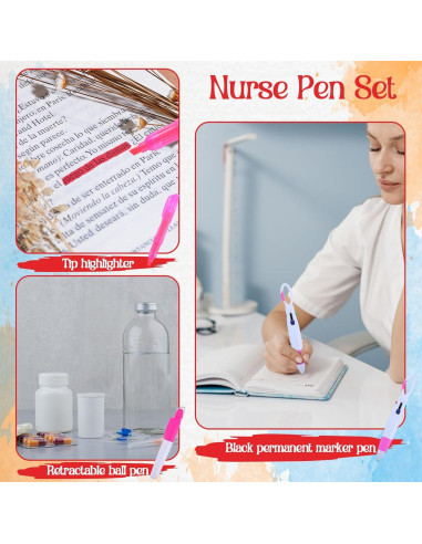 Set de Bolígrafos Insignia para Enfermeras Prasacco - 4 Piezas