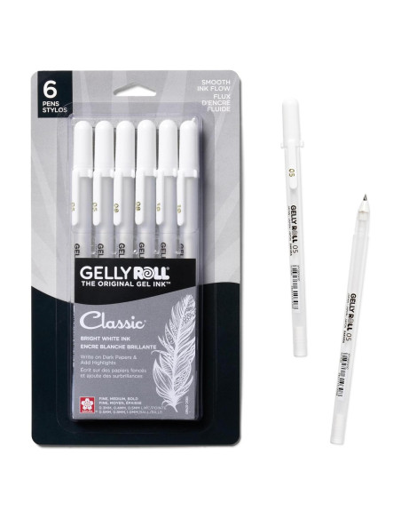 Bolígrafos de Gel Sakura Gelly Roll Tinta Blanca 6 Piezas