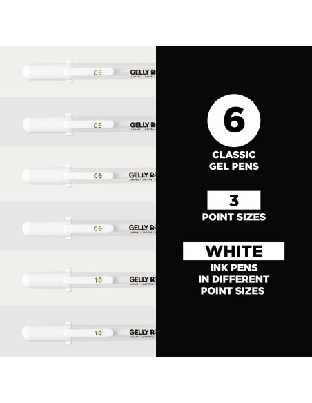 Bolígrafos de Gel Sakura Gelly Roll Tinta Blanca 6 Piezas