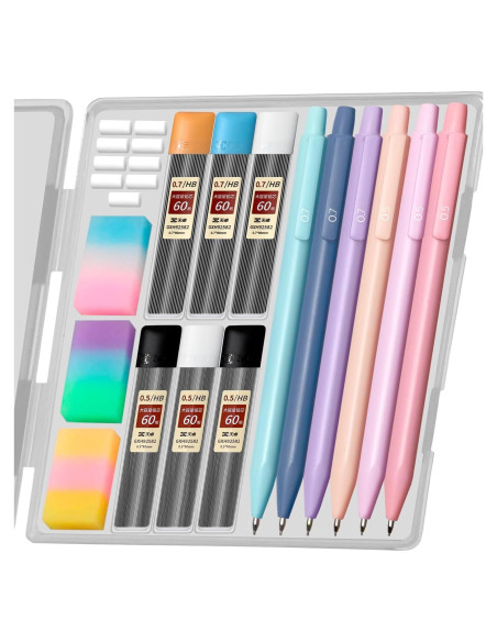 Conjunto de Lápices Mecánicos ChunRun Rosa 0.5 y 0.7mm - 6 Piezas