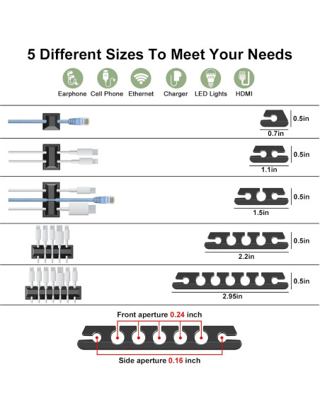 OneLeaf Kit de Gestión de Cables 183 Piezas Organizador