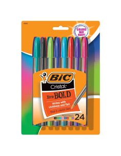 Bolígrafos BIC Cristal Xtra Bold Punta Gruesa 1.6mm Asortidos 24u
