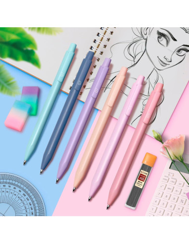 Conjunto de Lápices Mecánicos ChunRun Rosa 0.5 y 0.7mm - 6 Piezas