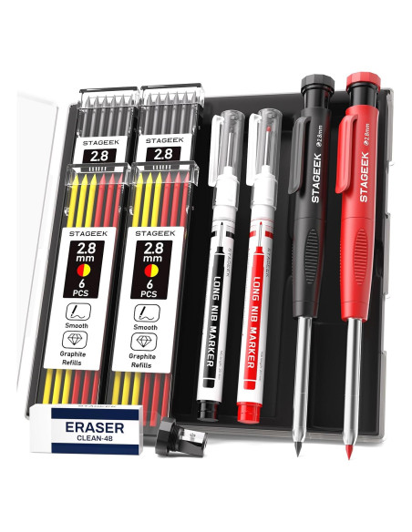 Juego de 2 Lápices de Carpintero STAGEEK con 26 Recargas Juego de 2 Lápices de Carpintero STAGEEK con 26 Recargas