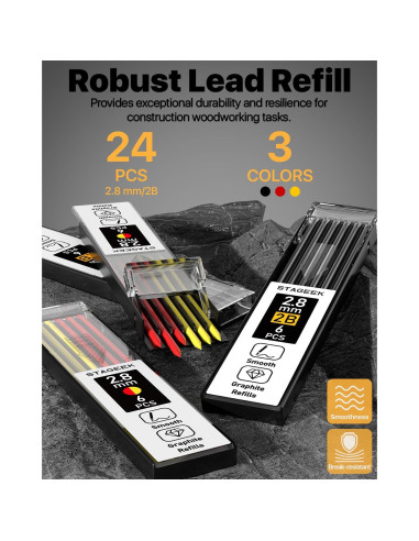 Juego de 2 Lápices de Carpintero STAGEEK con 26 Recargas