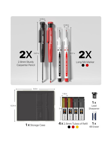 Juego de 2 Lápices de Carpintero STAGEEK con 26 Recargas