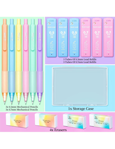 Juego de Lápices Mecánicos Drawdart 6 Pcs 0.5mm y 0.7mm