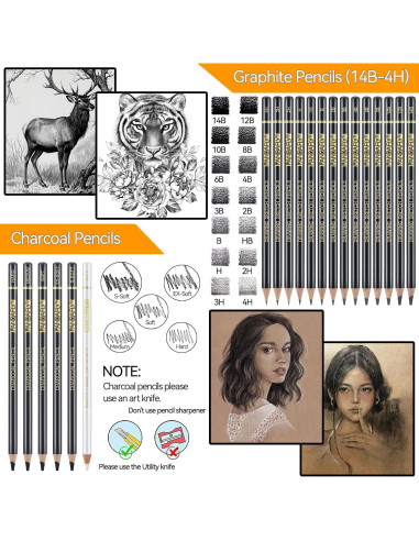 Set de Lápices de Dibujo Profesional PANDAFLY 26 Piezas