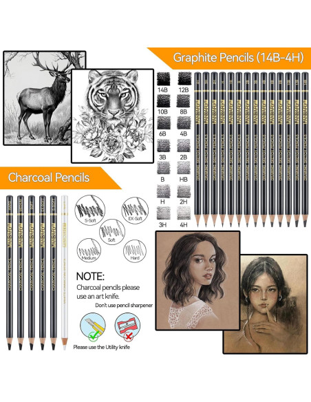 Set de Lápices de Dibujo Profesional PANDAFLY 26 Piezas