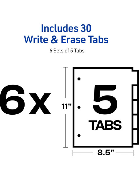 Separadores Avery Big Tab Escribe y Borra 5 Pestañas Multicolor
