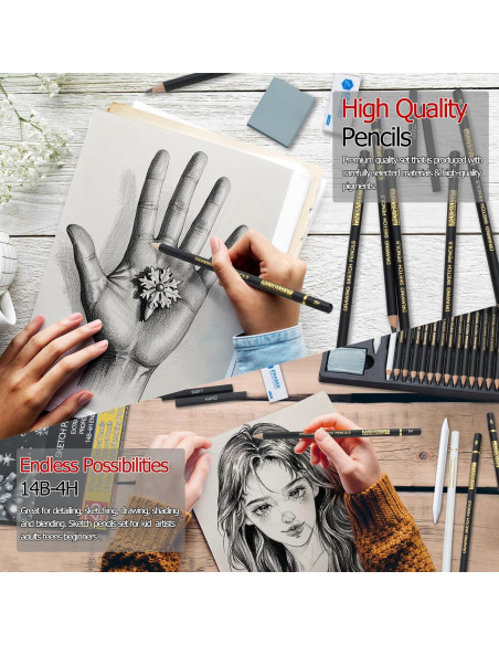 Set de Lápices de Dibujo Profesional PANDAFLY 26 Piezas