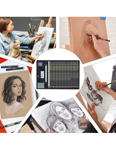Set de Lápices de Dibujo Profesional PANDAFLY 26 Piezas