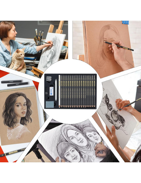 Set de Lápices de Dibujo Profesional PANDAFLY 26 Piezas