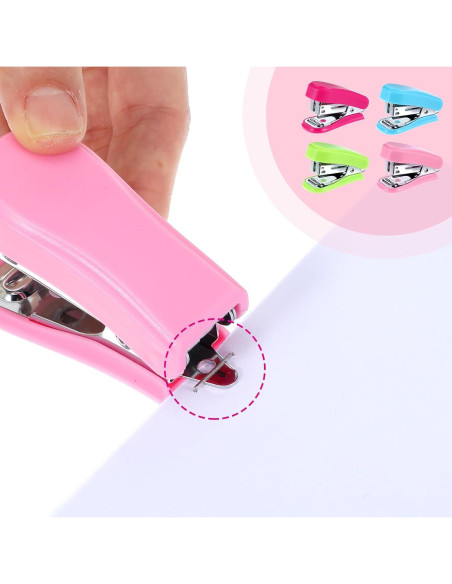 12 Grapadoras Mini HOFURME con 12 Cajas de Grapas - Colores Variados