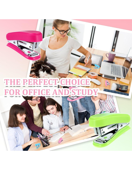 12 Grapadoras Mini HOFURME con 12 Cajas de Grapas - Colores Variados