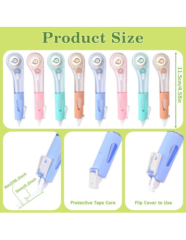 Set de 8 Bolígrafos Correctores Valtiner Cinta Blanca 6m