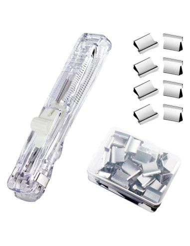 Mini Grapadora de Empuje DSBGKJI con 50 Clips Reutilizables