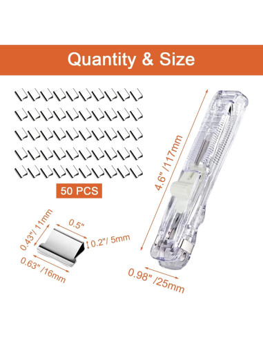 Mini Grapadora de Empuje DSBGKJI con 50 Clips Reutilizables
