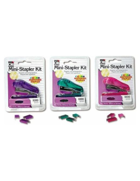 Kit de Mini Grapadora Charles Leonard 6 Unidades con 1000 Grapas