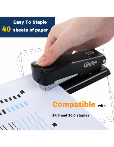 Grapadora de Escritorio Calcufusion 40 Hojas Metal Negra