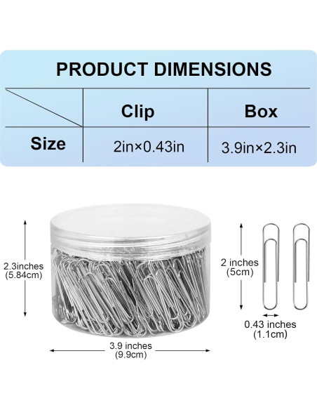 280 Clips de Papel Jumbo Joyberg 50mm Acero Inoxidable