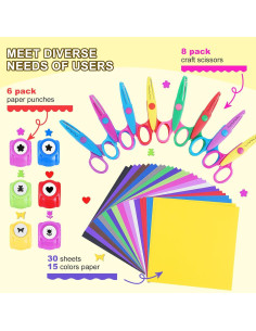 Set de Manualidades UCEC: 8 Tijeras, 6 Perforadoras y 30 Hojas 2