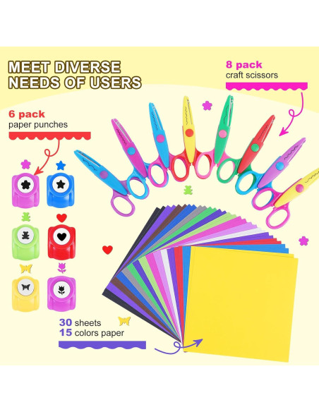 Set de Manualidades UCEC: 8 Tijeras, 6 Perforadoras y 30 Hojas