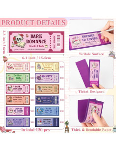 Marcadores de Página Laffact 120 Pcs Diseño Ticket Club de Lectura 2