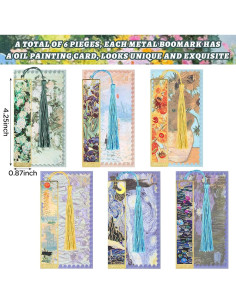 6 Marcadores de Metal con Borlas Starfa Lab - Arte Monet y Van Gogh 2