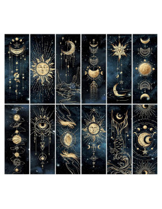 12 Marcadores de Libros Cielo Nocturno Anseal 5x15 cm