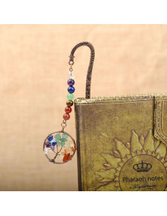 Marcador de Metal Antiguo Jovivi con 7 Chakras y Perlas 2