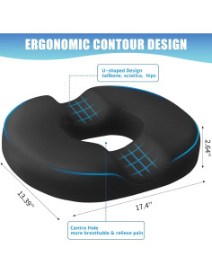 Cojín de Asiento Ergonómico BlissTrends Negro 44.2x34cm 2