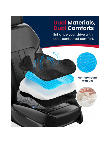 Cojín de Asiento de Coche ADERI con Gel y Espuma de Memoria