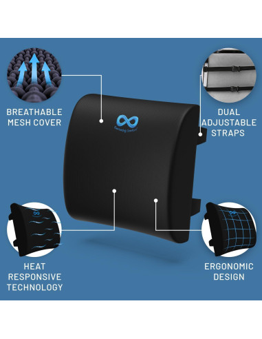 Cojín Lumbar Everlasting Comfort Espuma Viscoelástica Negro