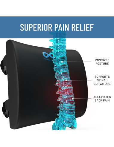 Cojín Lumbar Everlasting Comfort Espuma Viscoelástica Negro