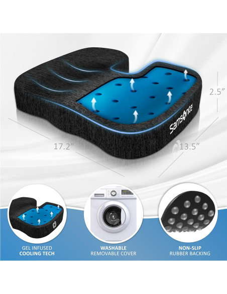 Cojín de Asiento Ergonomico Samsonite SA6436 con Gel Enfriador
