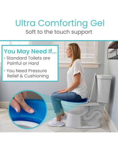 Cojín de Asiento de Inodoro Vive Gel Azul - Acolchado y Elevado