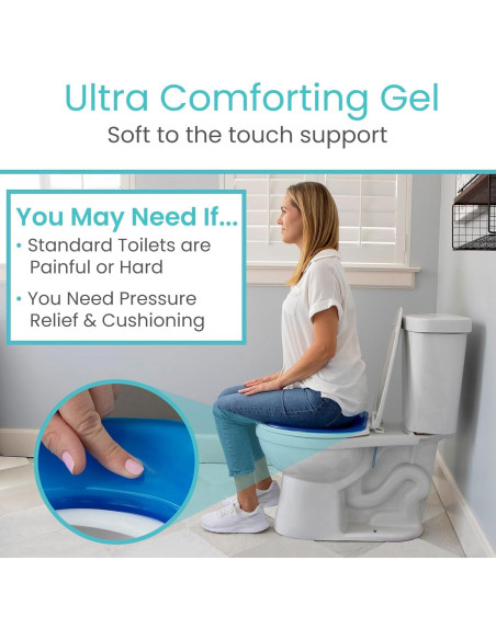 Cojín de Asiento de Inodoro Vive Gel Azul - Acolchado y Elevado