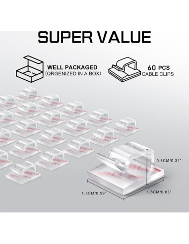 60 Clips de Luz de Navidad Autoadhesivos KGROTE Transparentes