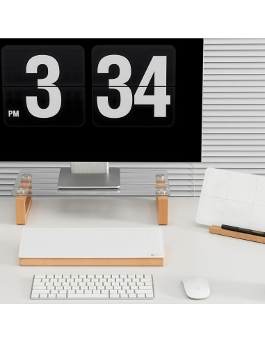 Soporte Elevador de Monitor YEOUX de Madera y Vidrio 43.2x22.9 cm