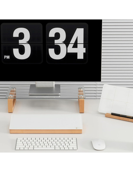 Soporte Elevador de Monitor YEOUX de Madera y Vidrio 43.2x22.9 cm