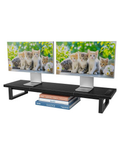 Soporte Elevador Doble para Monitores Simple Trending Negro