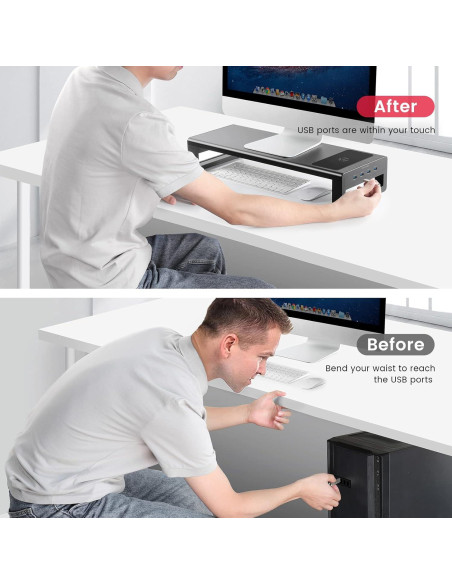 Soporte de Monitor Vaydeer con Carga Inalámbrica y USB 3.0