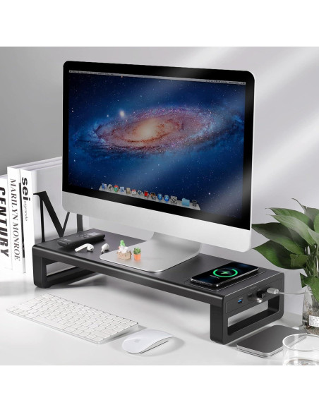 Soporte de Monitor Vaydeer con Carga Inalámbrica y USB 3.0
