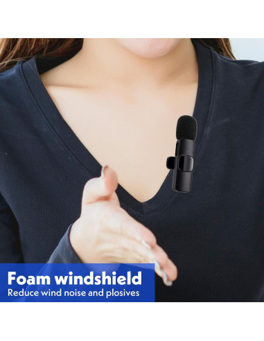 Juego de 9 Pantallas de Micrófono Lavalier Negro - Reducción de Ruido